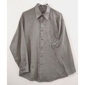 Calvin Klein Mens Long Sleeve Shirt Size 16 32/33 100% Cotton Gray Breathable